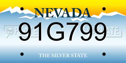 91G799 Nevada License Plate