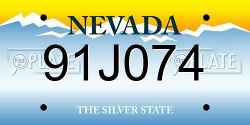 91J074 Nevada License Plate