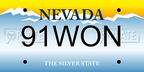 91WON Nevada License Plate