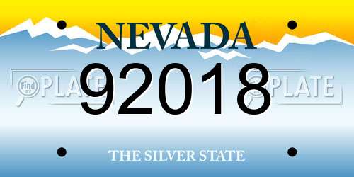 92018 Nevada License Plate