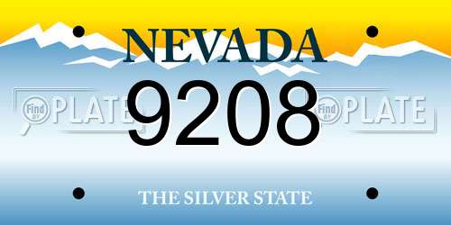 9208 Nevada License Plate