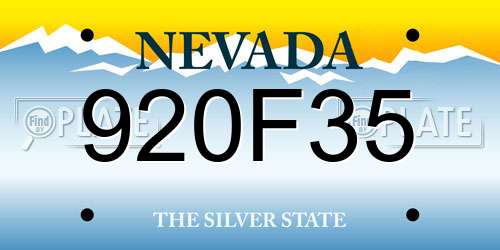 920F35 Nevada License Plate