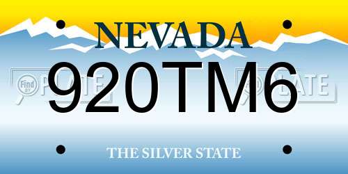 920TM6 Nevada License Plate