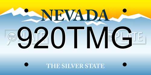 920TMG Nevada License Plate