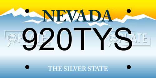920TYS Nevada License Plate