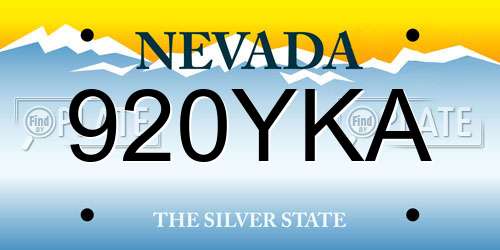920YKA Nevada License Plate