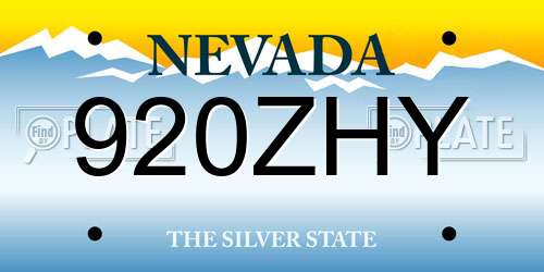 920ZHY Nevada License Plate
