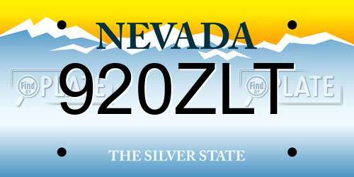 920ZLT Nevada License Plate