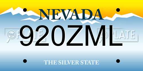 920ZML Nevada License Plate