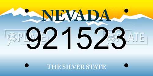 921523 Nevada License Plate