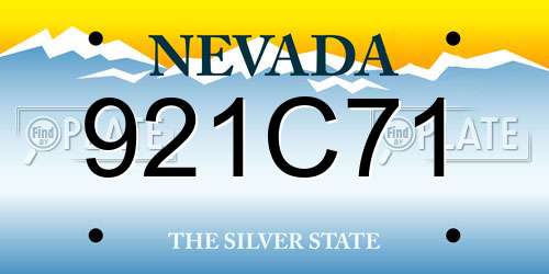 921C71 Nevada License Plate