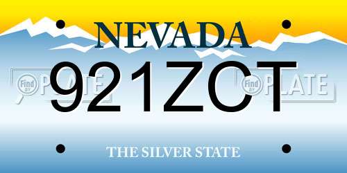 921ZCT Nevada License Plate