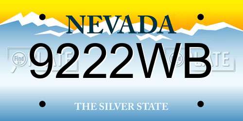 9222WB Nevada License Plate