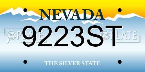 9223ST Nevada License Plate
