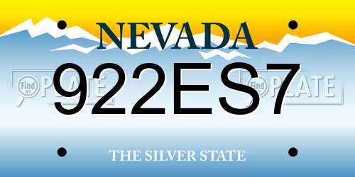 922ES7 Nevada License Plate