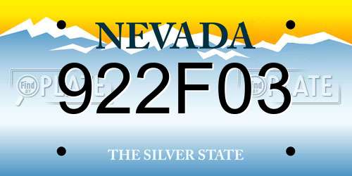 922F03 Nevada License Plate