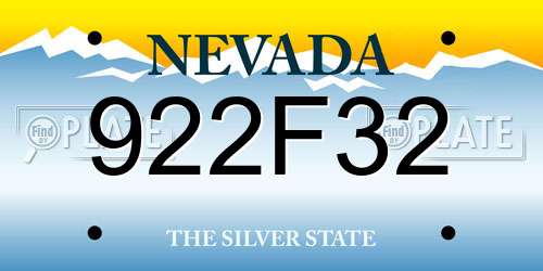 922F32 Nevada License Plate