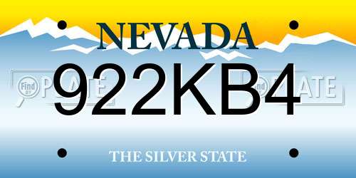 922KB4 Nevada License Plate