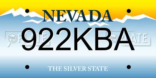 922KBA Nevada License Plate