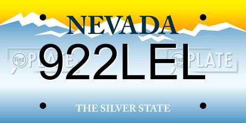 922LEL Nevada License Plate