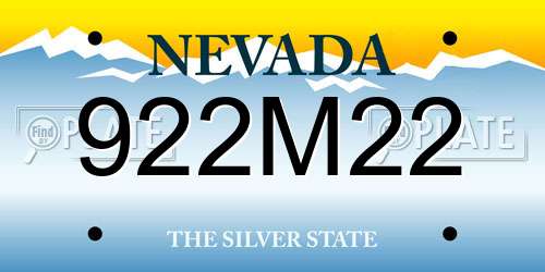 922M22 Nevada License Plate