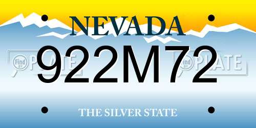 922M72 Nevada License Plate