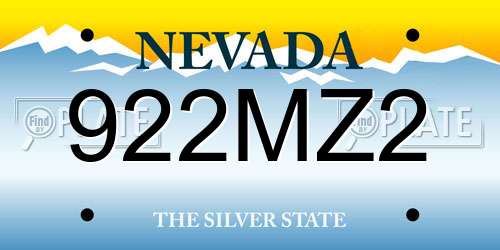 922MZ2 Nevada License Plate