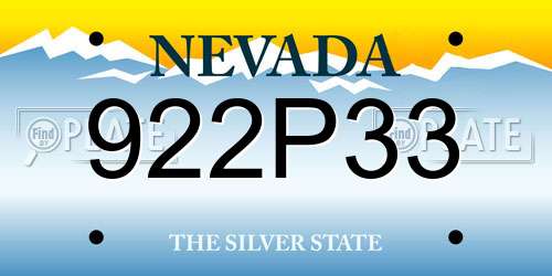 922P33 Nevada License Plate