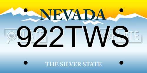 922TWS Nevada License Plate