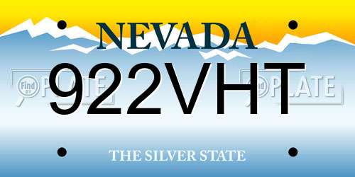 922VHT Nevada License Plate