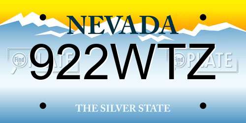 922WTZ Nevada License Plate