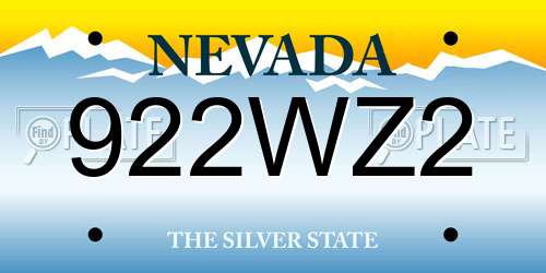 922WZ2 Nevada License Plate