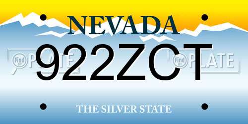 922ZCT Nevada License Plate