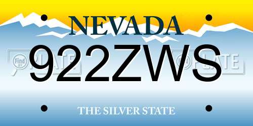 922ZWS Nevada License Plate