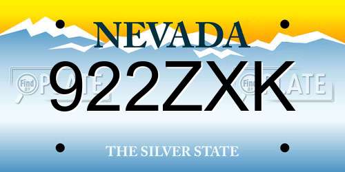 922ZXK Nevada License Plate