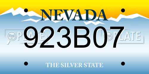 923B07 Nevada License Plate