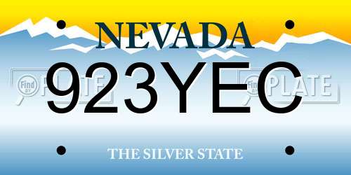 923YEC Nevada License Plate