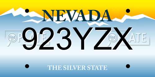 923YZX Nevada License Plate