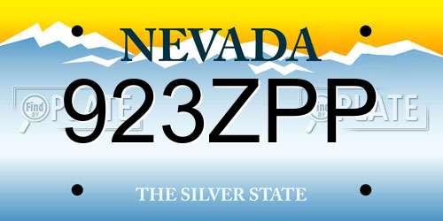 923ZPP Nevada License Plate