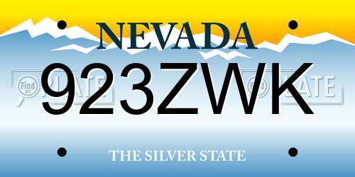 923ZWK Nevada License Plate