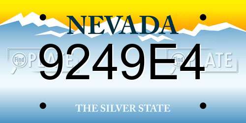 9249E4 Nevada License Plate