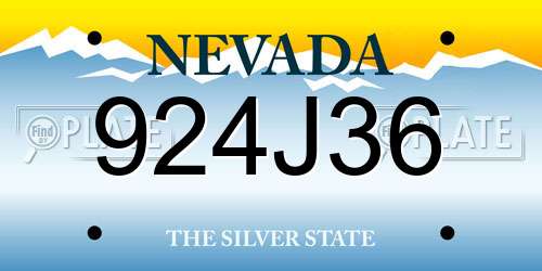 924J36 Nevada License Plate