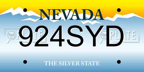 924SYD Nevada License Plate