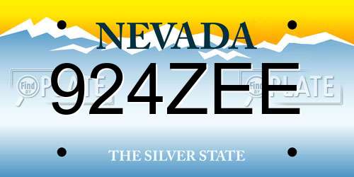 924ZEE Nevada License Plate