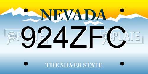 924ZFC Nevada License Plate