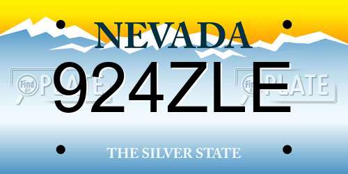 924ZLE Nevada License Plate