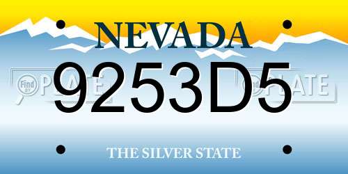 9253D5 Nevada License Plate