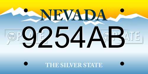 9254AB Nevada License Plate