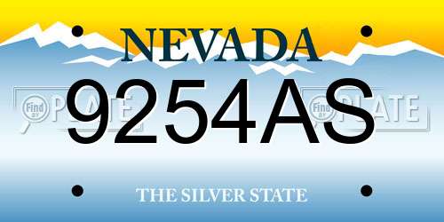 9254AS Nevada License Plate