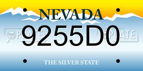 9255D0 Nevada License Plate